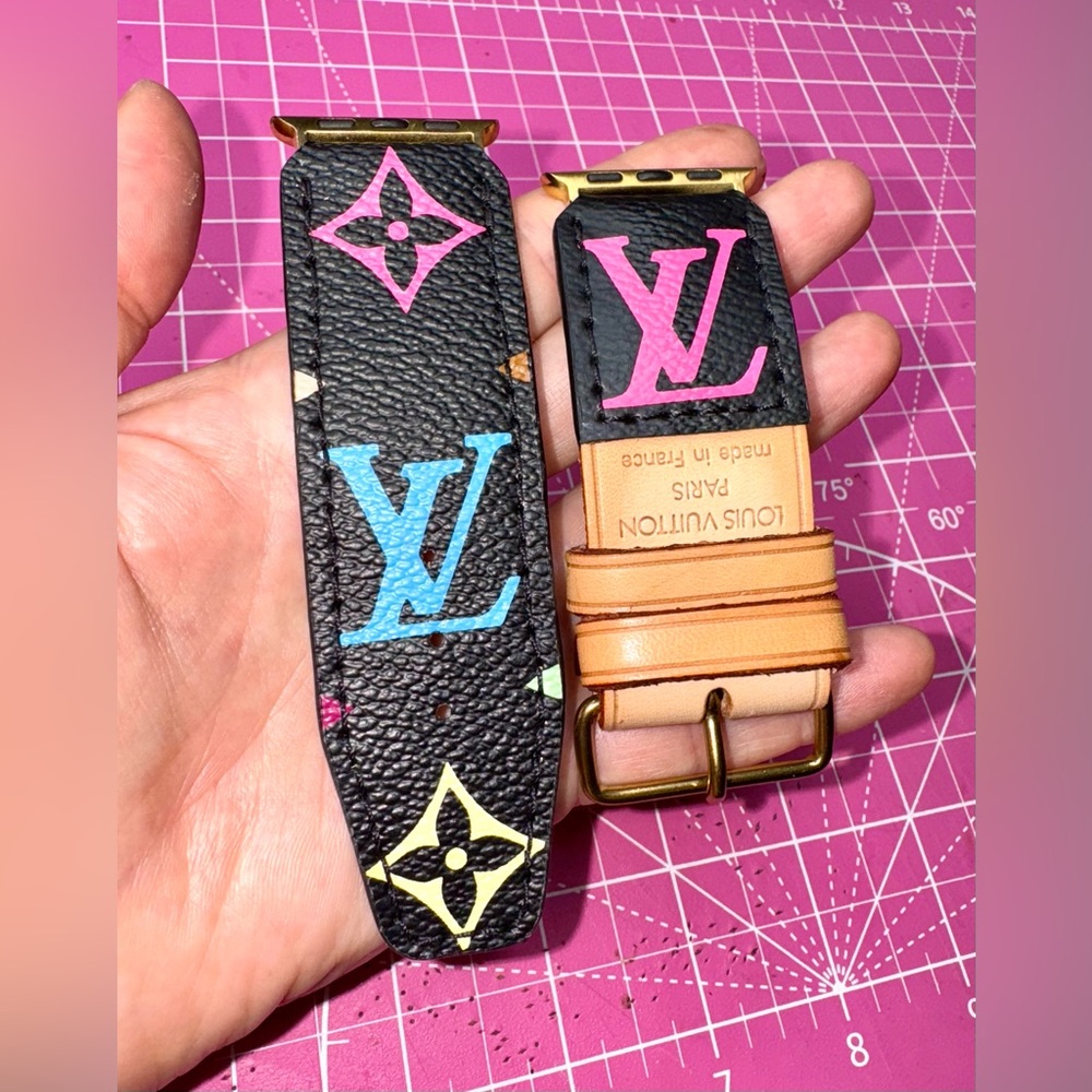 💝 LV Poignet Murakami upcycled Pink 🩷 Apple Watch band handmade